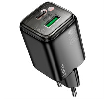 Мережевий зарядний пристрій Hoco N52 GaN PD20W + QC3.0, 2 порти (USB+Type-C), чорний