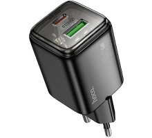 Мережевий зарядний пристрій Hoco N53 Monsoon PD30W + QC3.0, USB + Type-C, чорний