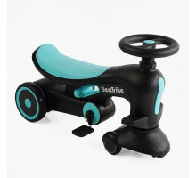 Дитячий велосипед-толокар Best Trike BST-8130 з батьківською ручкою, бірюзово-чорний