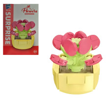 3D конструктор Flowers Червоний кактус в горщику на 54 деталі (25-102)