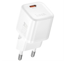 Мережевий зарядний адаптер HOCO N64 20W з портом USB Type-C, білий