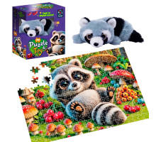 Пазли з м’якою іграшкою “Єнотик” Vladi Toys, 260 деталей, постер, DT200-09