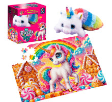 Пазли з м’якою іграшкою “Єдиноріжка” Vladi Toys, 260 деталей, постер, DT200-11