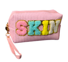 Жіноча плетена косметичка Skin 18 х 12 х 8 см рожева (24-402)