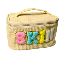Жіноча плетена косметичка Skin 22 х 14 х 10 см бежева (24-401)