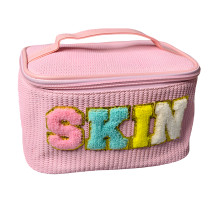 Жіноча плетена косметичка Skin 22 х 14 х 10 см рожева (24-401)