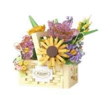 Конструктор «Квітковий кошик» P1294, 1263 деталі, 14.00х11.60х11.00 см, інтер'єрна 3D модель з підсвіткою, Жовтий