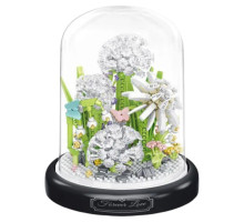 Конструктор «Білі кульбаби» P1289, 660 деталей, 11.00х11.00х14.00 см, інтер'єрна 3D модель під куполом, Білий