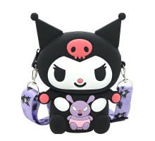 Дитяча сумка силіконова з ремінцем Kuromi 18 х 11 см чорна (25-513)