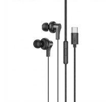 Вакуумні навушники Hoco M114, Type-C, з мікрофоном, Hi-Fi звук, 1.2 м, 16 Ом, чорний
