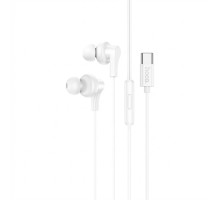 Вакуумні навушники Hoco M114, Type-C, з мікрофоном, Hi-Fi звук, 1.2 м, 16 Ом, білі