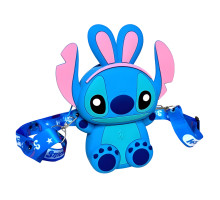 Детская сумка силиконовая с ремешком Stitch 13 х 8 см голубая (25-523)