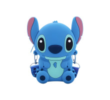 Дитяча сумка силіконова з ремінцем Stitch 13 х 11 см блакитна (25-517)