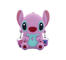 Дитяча сумка силіконова з ремінцем Stitch 13 х 11 см рожева (25-517)