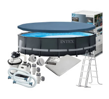 Каркасний басейн Intex 26326, пісочний насос 4500 л/год, сходи, тент, підстилка 488×122 см, 19 156 л