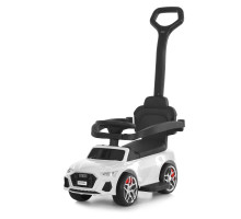 Каталка-толокар у стилі AUDI M 6254EL-1 з батьківською ручкою, м'яке сидіння екошкіра, колеса EVA, музика, світло, колір Білий