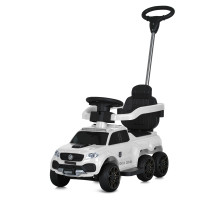 Каталка-толокар BAMBI RACER M 5900EL-1 з батьківською ручкою, м'яке сидіння екошкіра, колеса EVA, музика, світло, Білий
