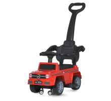 Каталка-толокар BAMBI RACER M 5043L-3 з батьківською ручкою, м'яке сидіння екошкіра, музика, світло, Червоний