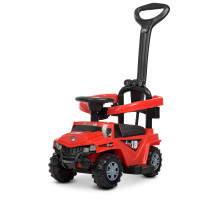 Каталка-толокар BAMBI RACER M 4231L-3 з батьківською ручкою, м'яке сидіння екошкіра, музика, світло, Червоний