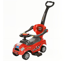 Каталка-толокар BAMBI Z 321-3 з батьківською ручкою, музика, багажник, підставка для ніг, Червоний