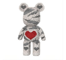 3D конструктор Ведмідь Тедді HEART 9091 — 40 см, 2200 деталей з сердцем
