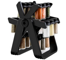 Карусель для спецій 12345/МК Spice Rack на 18 баночок, обертання 360°, чорна