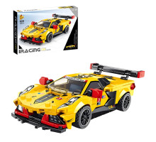 Дитячий конструктор Гоночний автомобіль Chevrolet Corvette C8R жовтий на 344 деталі (666019)