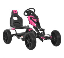 Bambi Kart 1504-2-8 – педальний карт для дітей, ручне гальмо, міцні EVA колеса, ланцюгова передача, регульоване сидіння, рожево-чорний