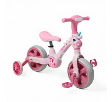 Дитячий велосипед-трансформер 4в1 Best Trike JM-1071-9, колеса EVA, металева рама, педалі, рожевий