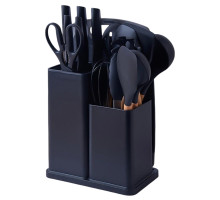 Набір кухонного приладдя 12377/МК Kitchen Set 19 предметів з дошкою та підставкою, Чорний