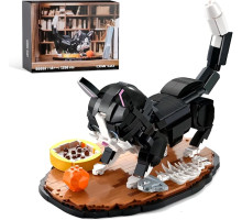 Конструктор 3D Xbert 66097 Чорно-білий кіт на підставці Cow Cat, 1200 деталей, блочна інтер'єрна модель