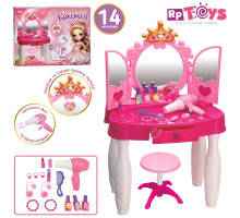 Дитяче трюмо RP Toys з аксесуарами, світло і звук, фен з повітрям, рожевий (661-21)