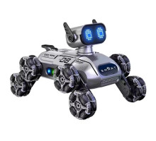 Інтерактивний восьмиколісний трюковий робот собачка Stunt Eight-wheel Robot Dog на радіокеруванні з пультом, сіра