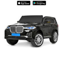 Електромобіль дитяча двомісна машинка BMW X7 з м'яким сидінням і пультом керування чорний (M 6364EBLRS-2)