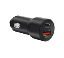 Автомобільний зарядний пристрій Ridea RCC-47114 QPow Pro, 1×USB-A + 1×USB-C, PD/QC/PPS, 47.5 Вт, кабель Type-C, 12-24 В
