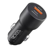 Автомобільний зарядний пристрій Ridea RCC-30110 QPow, 1×USB-A + 1×USB-C, PD/QC/PPS, 47.5 Вт, LED-підсвічування, 12-24 В