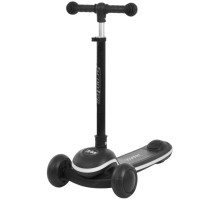 Дитячий триколісний самокат iTrike 8899-black, чорний, Maxi-big, світло на батарейках, регульоване кермо, колеса PU