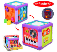 Дитячий розвиваючий куб Infunbebe 20 см, фігури, музика та світлові ефекти, інтерактивні деталі (LS50111)