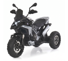 Дитячий триколісний електромотоцикл Bambi Racer M 6478EL-2, чорний, 2 мотори 35W, 12V 12AH, колеса EVA, шкіряне сидіння