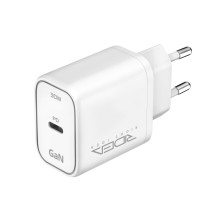 Мережевий зарядний пристрій Ridea RW-GaN30BC Boost Plus, 1×USB-C, GaN, PD/QC/PPS, 30 Вт, 110-240 В, White