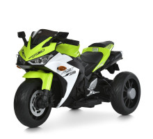 Дитячий електромотоцикл M6329EL-5, зелений, 2 мотори 35W, 12V 9AH, Bluetooth, EVA, шкіряне сидіння