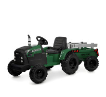 Дитячий електротрактор Bambi Racer M6285EBLR-5, зелений, з причепом, 2 мотори 45W, 24V 9AH, пульт 2.4G, колеса EVA, шкіра