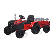 Дитячий електротрактор Bambi Racer M6285EBLR-3, червоний, з причепом, 2 мотори 45W, 24V 9AH, пульт 2.4G, колеса EVA, шкіра