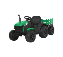 Дитячий електротрактор Bambi Racer M6295EBLR-5, зелений, з причепом, 2 мотори 45W, 12V 9AH, пульт 2.4G, колеса EVA, шкіра