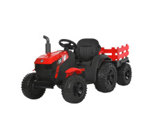 Дитячий електротрактор Bambi Racer M6295EBLR-3, червоний, з причепом, 2 мотори 45W, 12V 9AH, пульт 2.4G, колеса EVA, шкіра