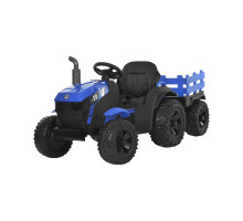 Дитячий електротрактор Bambi Racer M6295EBLR-4, синій, з причепом, 2 мотори 45W, 12V 9AH, пульт 2.4G, колеса EVA, шкіра