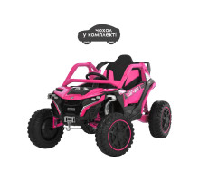 Дитячий електромобіль Bambi Racer M6256EBLR-8, рожевий, 4WD, 4 мотори по 45W, акумулятор 12V 12AH, пульт 2.4G, колеса EVA
