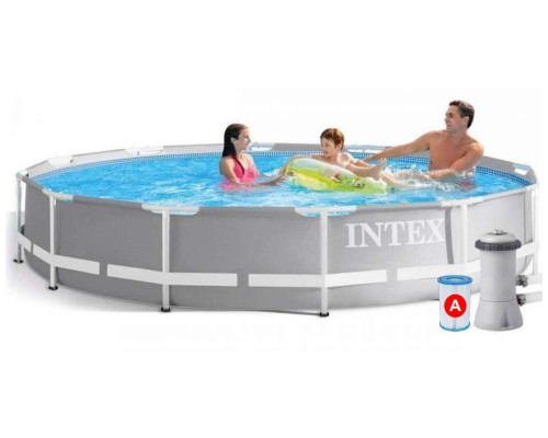 Круглий каркасний басейн Intex 26712 NP із вбудованим насосом 220-240V. Розміром 366x76см, об'єм 6503л