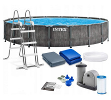 Круглий каркасний басейн Intex 26744 NP. + Сходи, насос-фільтр. Розміром 549x122см, об'єм 24310л