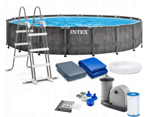 Круглий каркасний басейн Intex 26744 NP. + Сходи, насос-фільтр. Розміром 549x122см, об'єм 24310л